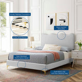 Vega Performance Velvet Full Platform Bed in Light Gray