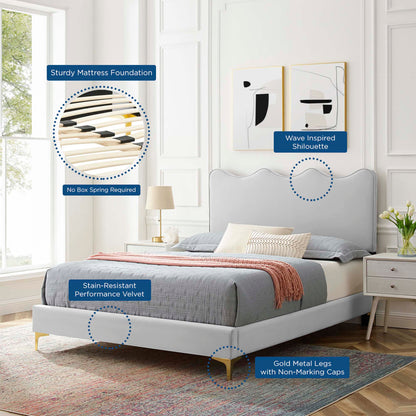 Current Performance Velvet Full Platform Bed by Furniture For America