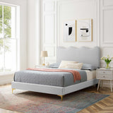 Vega Performance Velvet Full Platform Bed in Light Gray