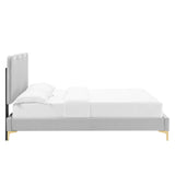 Vega Performance Velvet Full Platform Bed in Light Gray