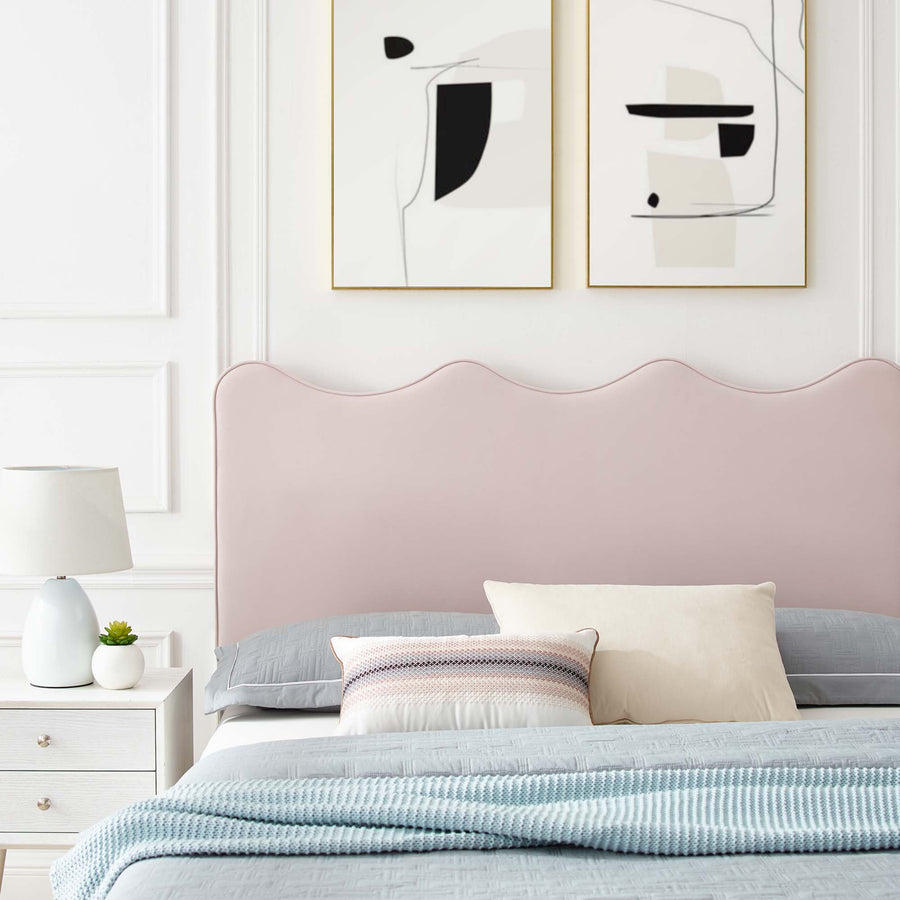 Vega Performance Velvet Full Platform Bed in Pink
