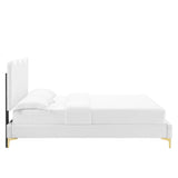 Vega Performance Velvet Full Platform Bed in White