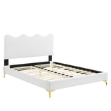 Vega Performance Velvet Full Platform Bed in White