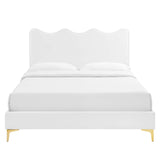 Vega Performance Velvet Full Platform Bed in White