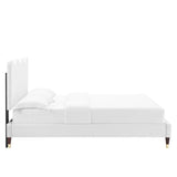 Vega Performance Velvet Full Platform Bed in White
