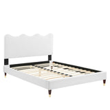Vega Performance Velvet Full Platform Bed in White