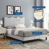 Vega Performance Velvet Full Platform Bed in Light Gray
