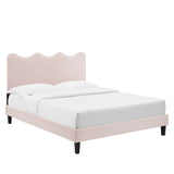 Vega Performance Velvet Full Platform Bed in Pink