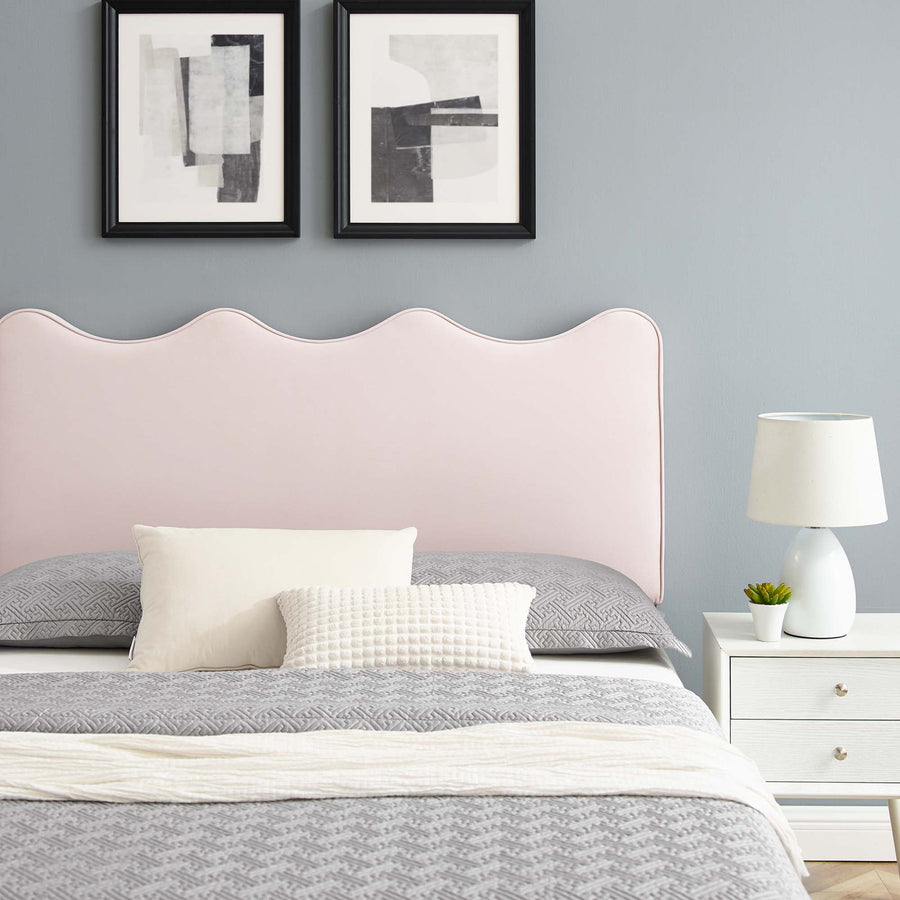 Vega Performance Velvet Full Platform Bed in Pink