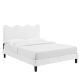 Vega Performance Velvet Full Platform Bed in White