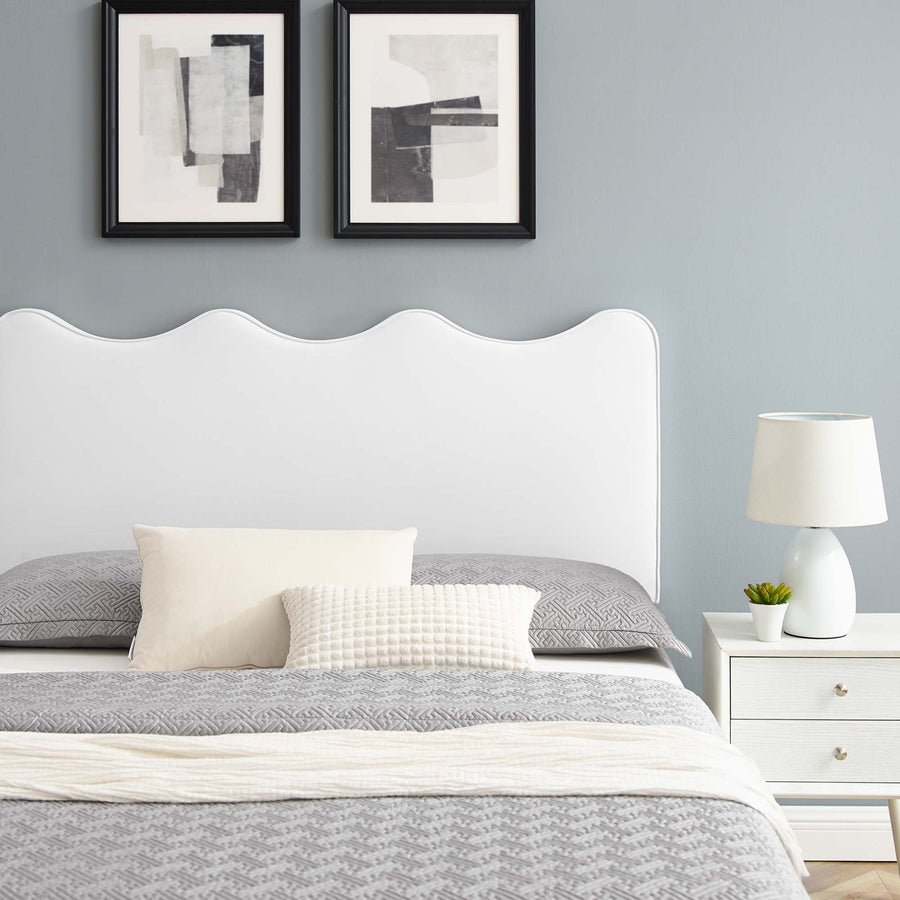 Vega Performance Velvet Full Platform Bed in White