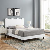 Vega Performance Velvet Full Platform Bed in White