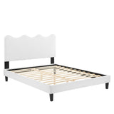 Vega Performance Velvet Full Platform Bed in White