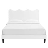 Vega Performance Velvet Full Platform Bed in White