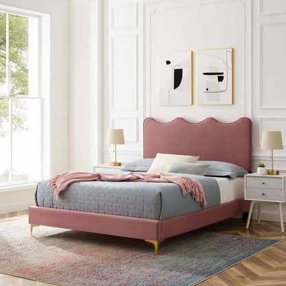 Current Performance Velvet Queen Platform Bed by Furniture For America