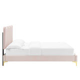 Vega Performance Velvet Queen Platform Bed in Pink