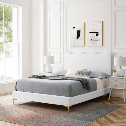 Current Performance Velvet Queen Platform Bed by Furniture For America