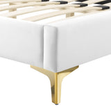 Vega Performance Velvet Queen Platform Bed in White