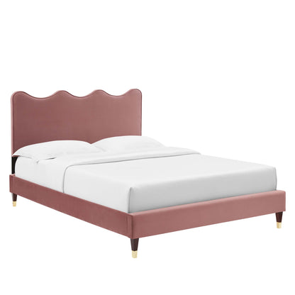 Current Performance Velvet Queen Platform Bed by Furniture For America