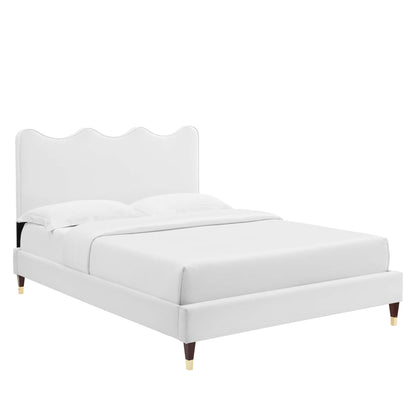 Current Performance Velvet Queen Platform Bed by Furniture For America