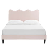 Vega Performance Velvet Queen Platform Bed in Pink