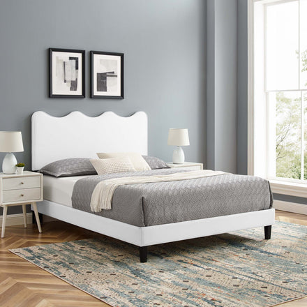 Current Performance Velvet Queen Platform Bed in White