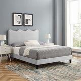 Vega Performance Velvet King Platform Bed in Light Gray