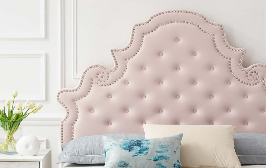Tatum Tufted Performance Velvet Queen Platform Bed in Pink