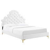 Tatum Tufted Performance Velvet Queen Platform Bed in White