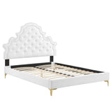 Tatum Tufted Performance Velvet Queen Platform Bed in White