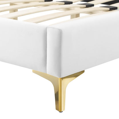 Gwyneth Tufted Performance Velvet Queen Platform Bed by Furniture For America