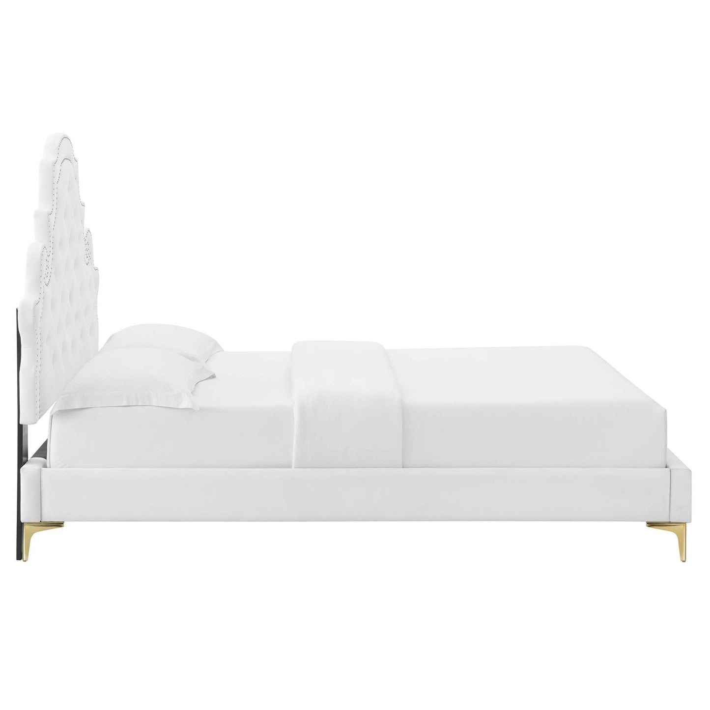 Gwyneth Tufted Performance Velvet Queen Platform Bed by Furniture For America