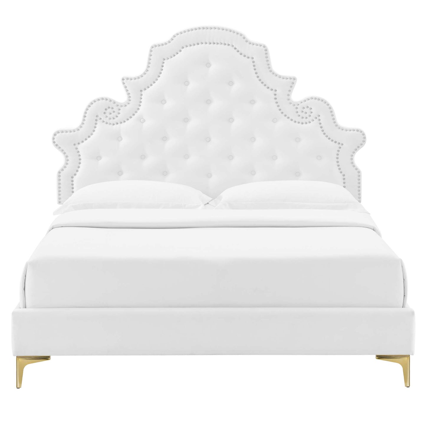 Gwyneth Tufted Performance Velvet Queen Platform Bed by Furniture For America