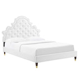 Tatum Tufted Performance Velvet Queen Platform Bed in White