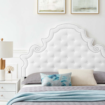 Gwyneth Tufted Performance Velvet Queen Platform Bed in White