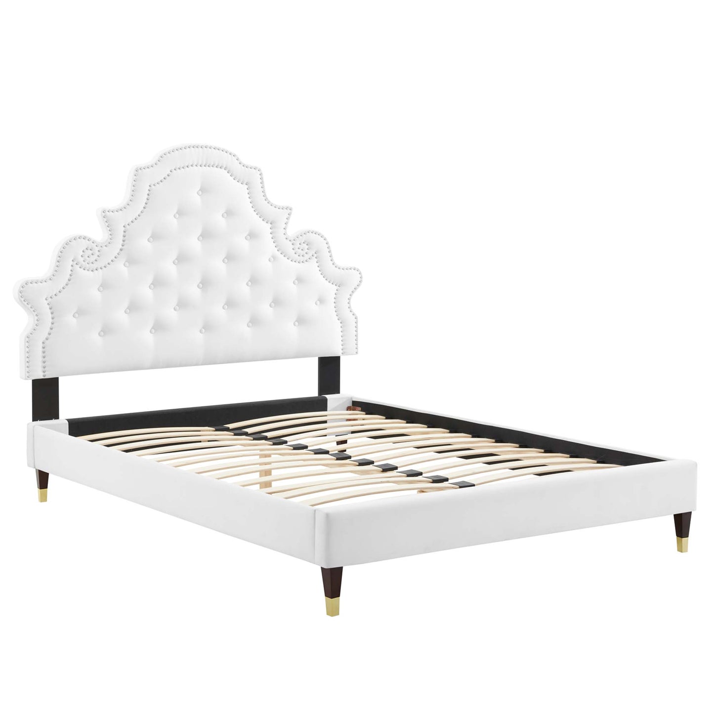 Gwyneth Tufted Performance Velvet Queen Platform Bed by Furniture For America