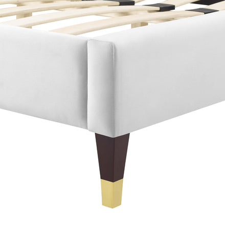 Gwyneth Tufted Performance Velvet Queen Platform Bed in White