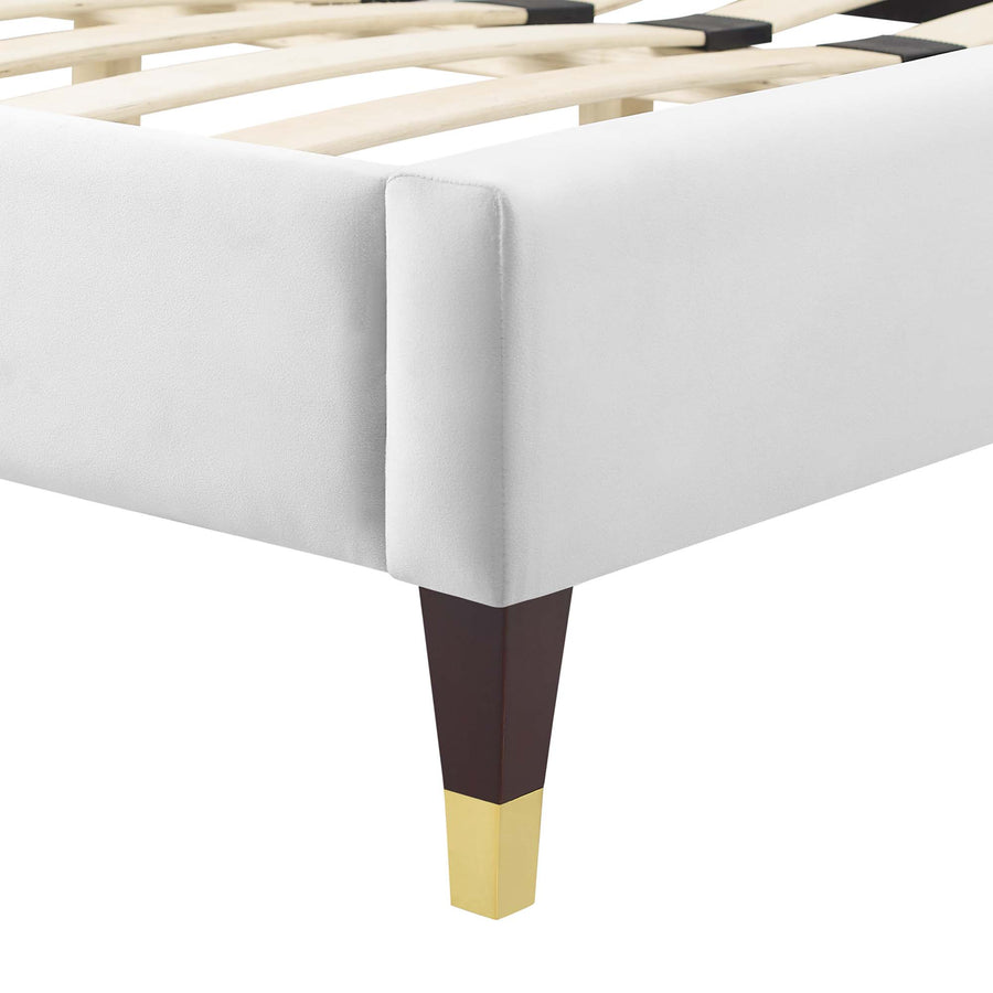 Tatum Tufted Performance Velvet Queen Platform Bed in White