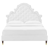 Tatum Tufted Performance Velvet Queen Platform Bed in White