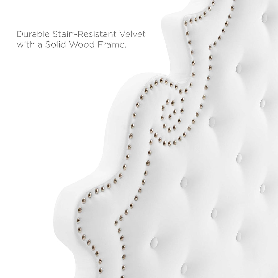 Tatum Tufted Performance Velvet Queen Platform Bed in White