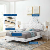 Tatum Tufted Performance Velvet Queen Platform Bed in White