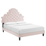 Tatum Tufted Performance Velvet Queen Platform Bed in Pink