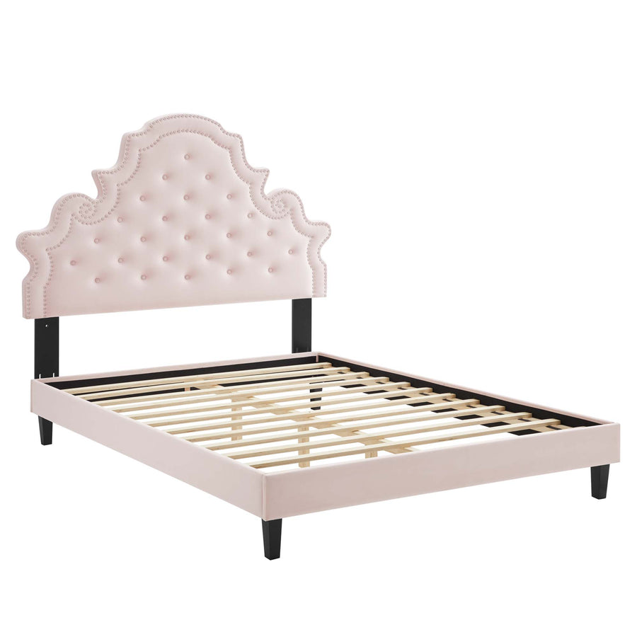 Tatum Tufted Performance Velvet Queen Platform Bed in Pink