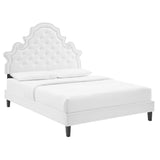 Tatum Tufted Performance Velvet Queen Platform Bed in White