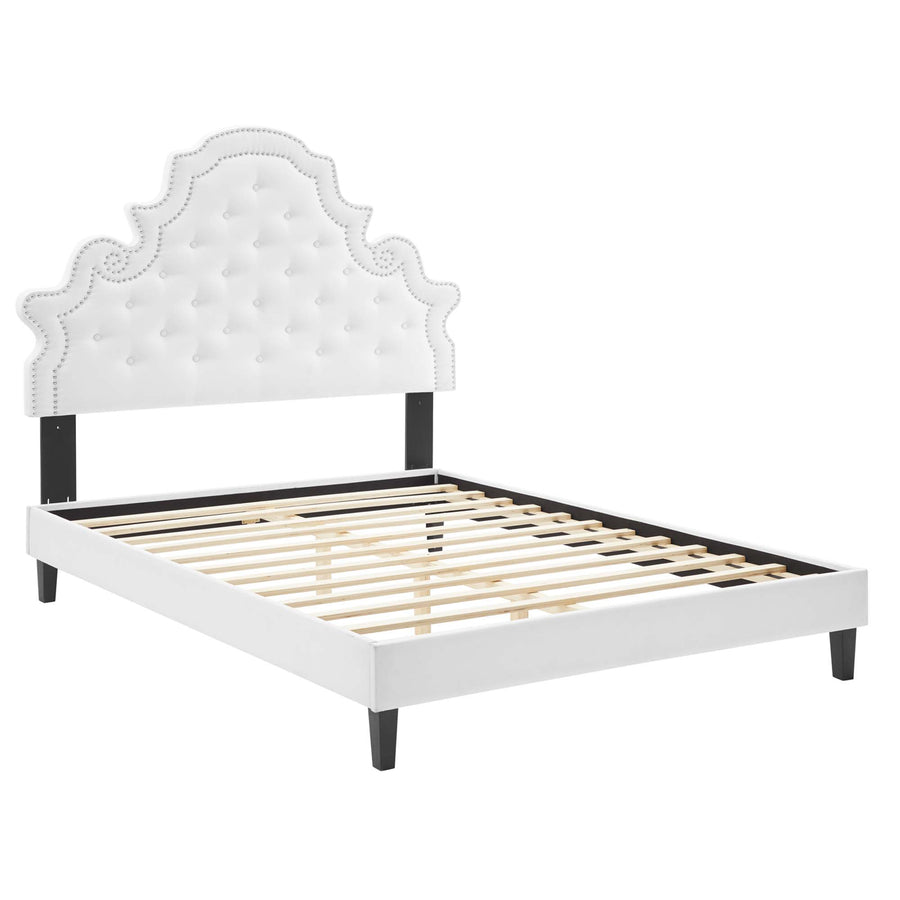 Tatum Tufted Performance Velvet Twin Platform Bed in White