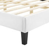Tatum Tufted Performance Velvet Twin Platform Bed in White