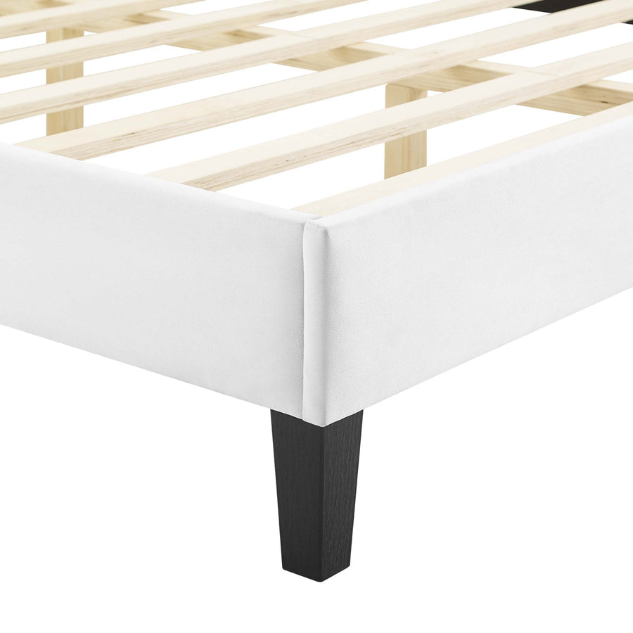 Tatum Tufted Performance Velvet Twin Platform Bed in White