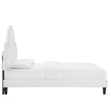 Tatum Tufted Performance Velvet Twin Platform Bed in White