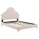 Tatum Tufted Performance Velvet Full Platform Bed in Pink