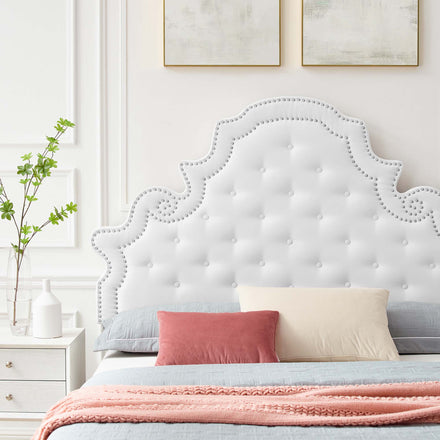 Gwyneth Tufted Performance Velvet Full Platform Bed in White